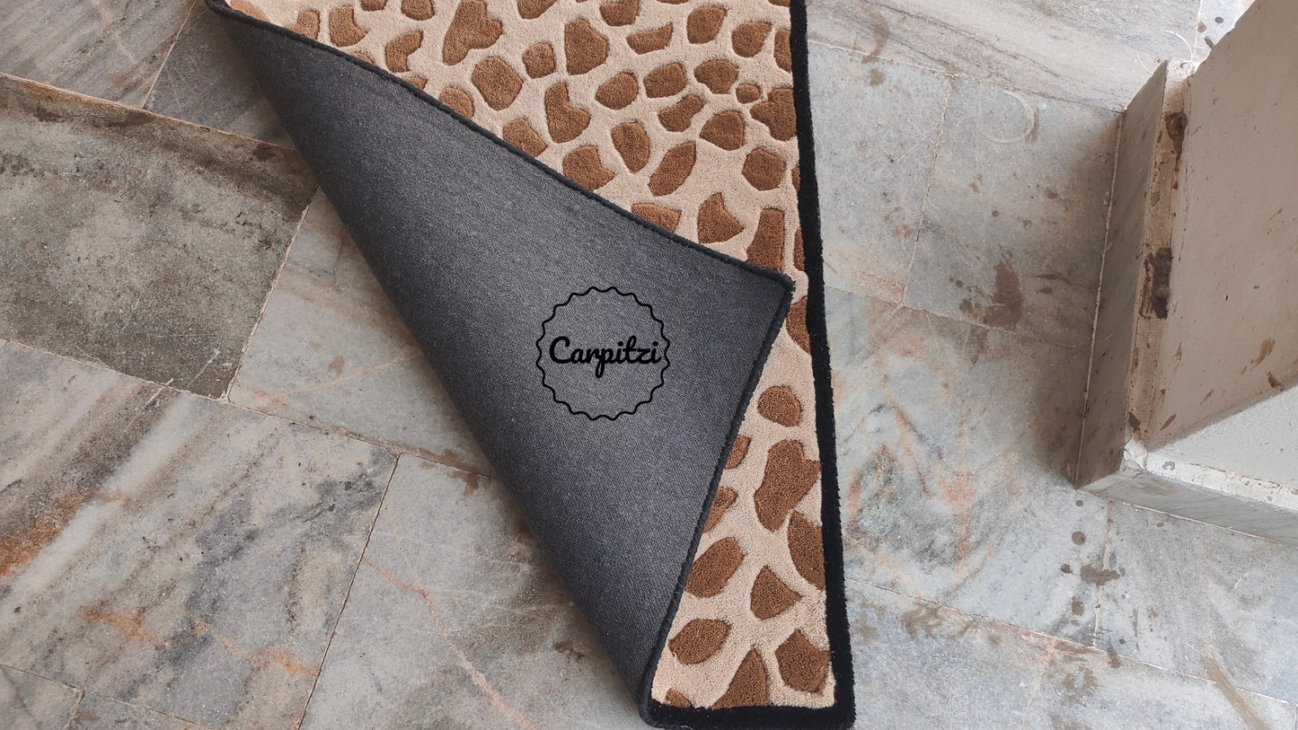 Leopard Print Tufted Runner Rug – Brown Animal Hallway Carpet Carpitzi