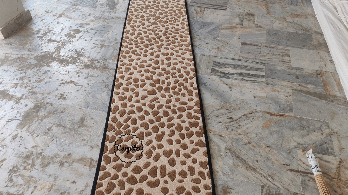 Leopard Print Tufted Runner Rug – Brown Animal Hallway Carpet Carpitzi