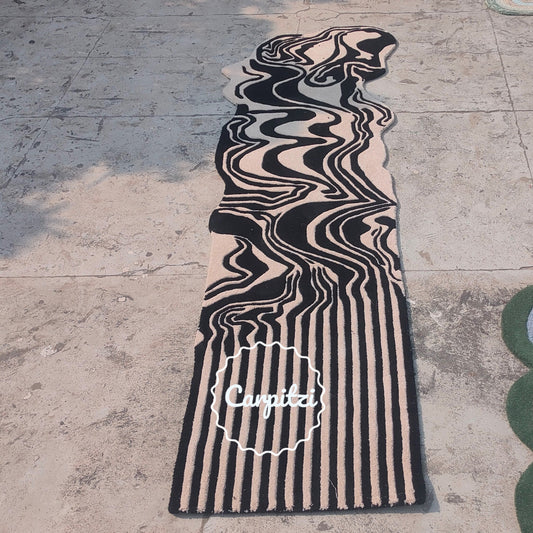 Melting Abstract Tufted Runner – Modern Wavy Hallway Rug Carpitzi