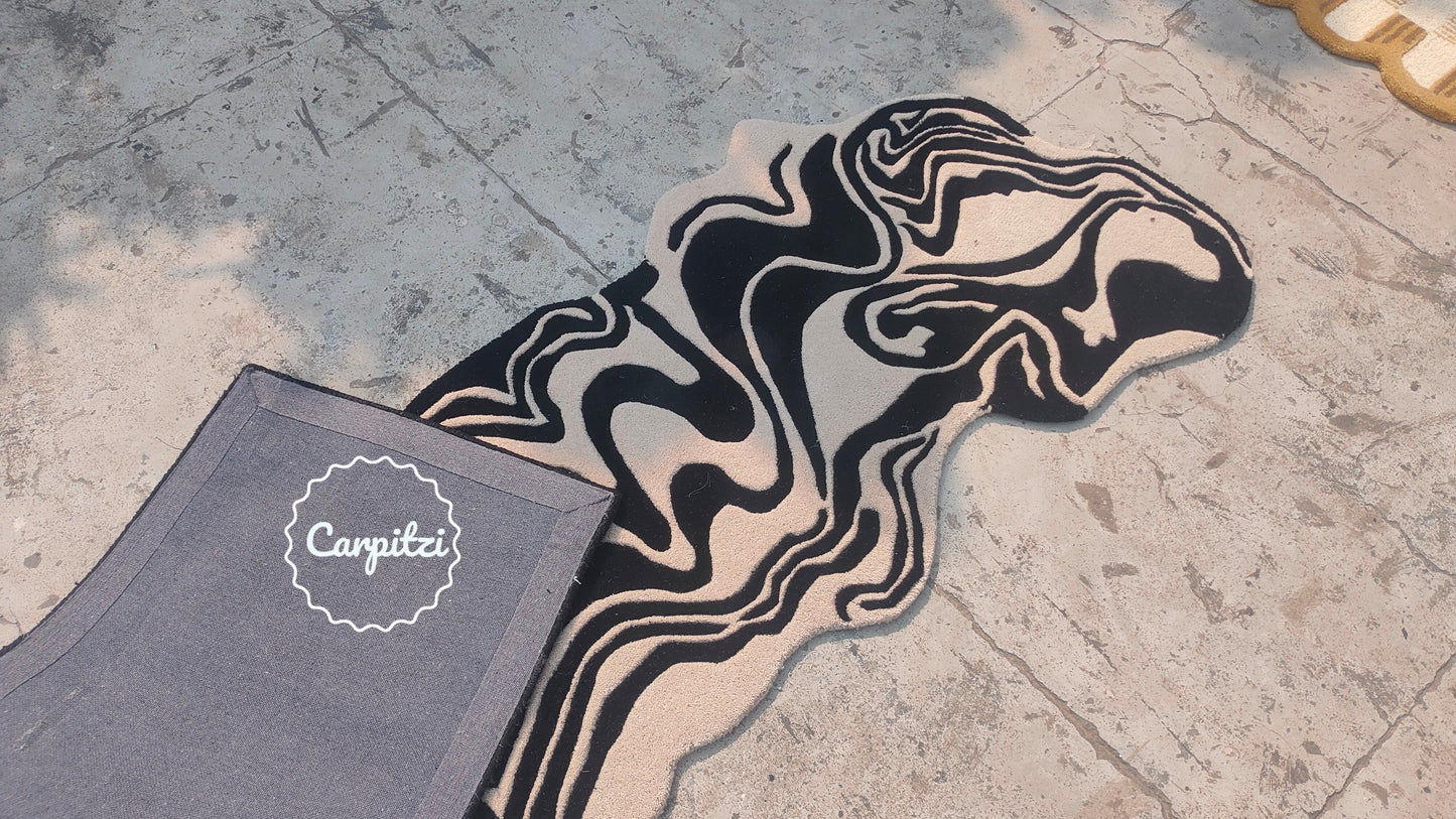 Melting Abstract Tufted Runner – Modern Wavy Hallway Rug Carpitzi