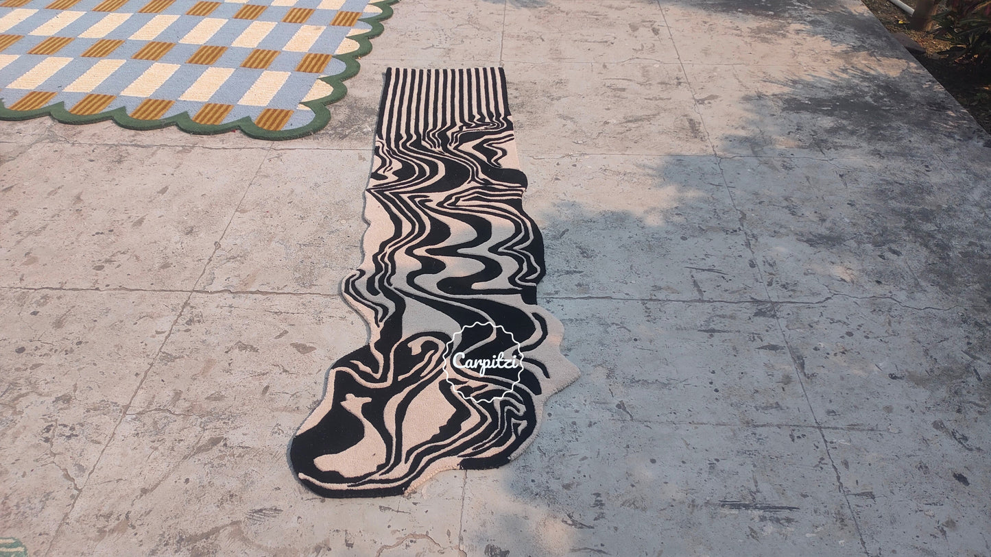 Melting Abstract Tufted Runner – Modern Wavy Hallway Rug Carpitzi