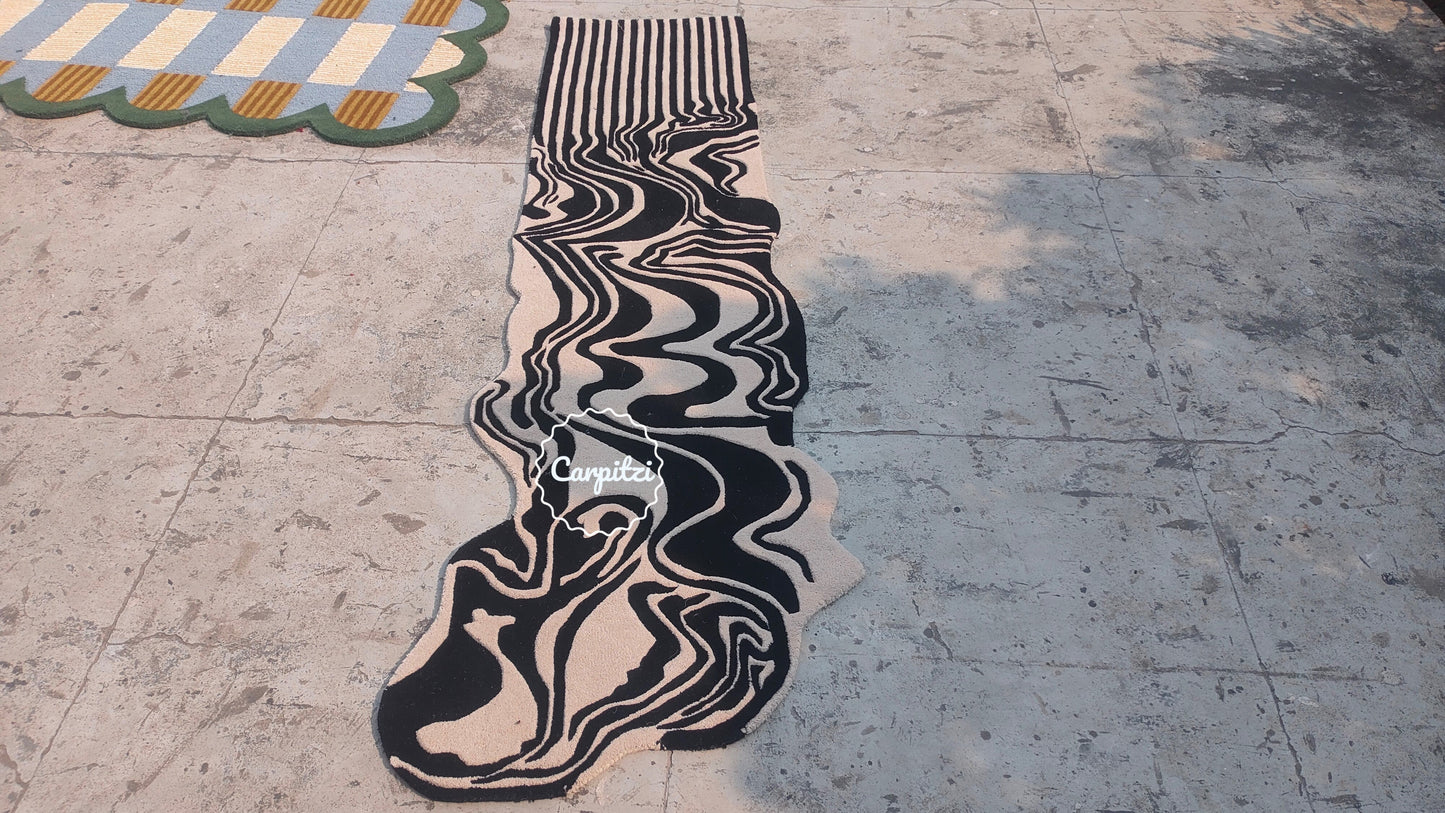 Melting Abstract Tufted Runner – Modern Wavy Hallway Rug Carpitzi