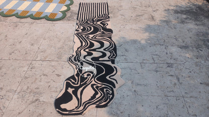 Melting Abstract Tufted Runner – Modern Wavy Hallway Rug Carpitzi