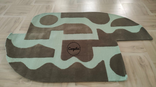 Abstract Irregular Shape Rug in Brown & beige | Handmade New Zealand Wool Rug