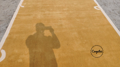 Mustard Loop Border Rug | Handmade Wool Area Rug