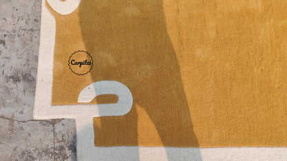 Mustard Loop Border Rug | Handmade Wool Area Rug