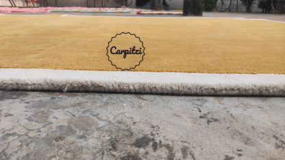 Mustard Loop Border Rug | Handmade Wool Area Rug