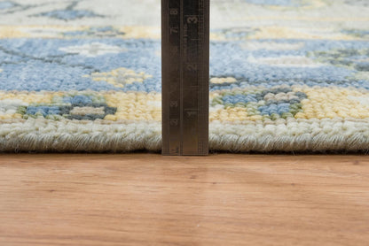 Handmade Persian Rug – Yellow Blue Floral Wool Area Rug 8x10 | Cream, Gold, Green & Ivory for Living Room