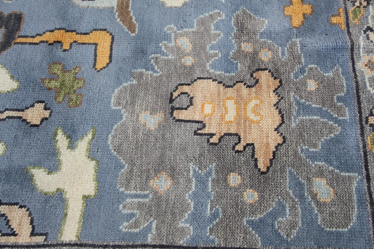 Blue Indo Oushak Rug – Hand-Knotted Antique-Style Wool Area Rug (Multiple Sizes)