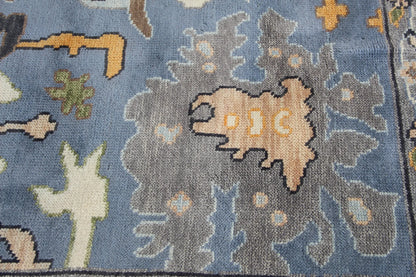 Blue Indo Oushak Rug – Hand-Knotted Antique-Style Wool Area Rug (Multiple Sizes)
