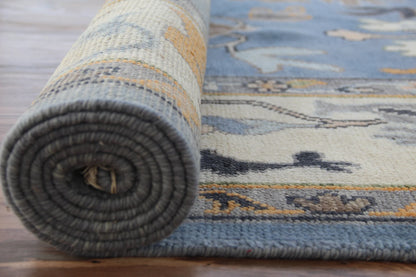 Blue Indo Oushak Rug – Hand-Knotted Antique-Style Wool Area Rug (Multiple Sizes)