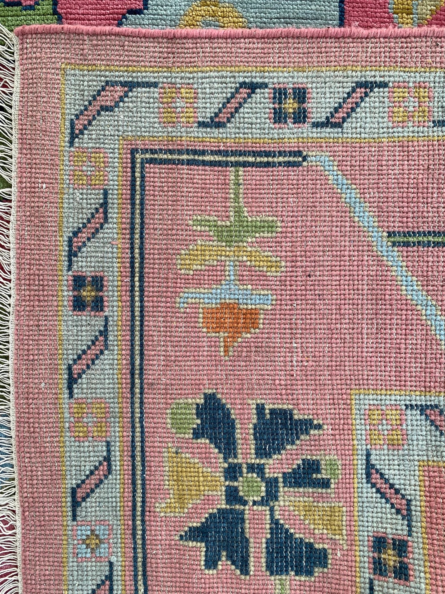 Pink Oushak Style Hand-Knotted Rug – Antique-Inspired Handmade Wool Area Rug (Multiple Sizes)