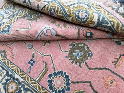 Pink Oushak Hand-Knotted Rug – Handmade Antique-Inspired Living Room Carpet