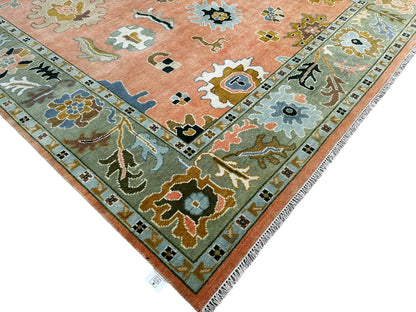 Pink Oushak Hand-Knotted Peach Indo Oushak Wool Rug – Antique Turkish-Inspired Handmade Oriental CarpetHand-Knotted Rug – Handmade Antique-Inspired Living Room Carpet (Copy)