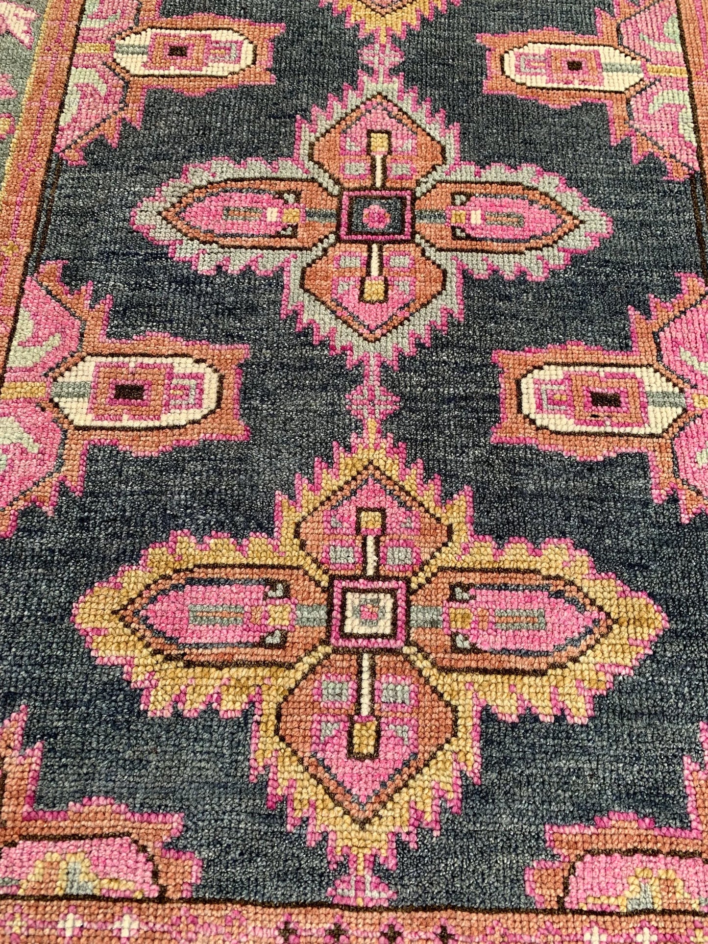Hand-Knotted Navy Blue Turkish Oushak Rug – Large Wool Oriental Area Rug for Living Room or Bedroom