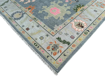 Grey Turkish Oushak Hand-Knotted Rug – Antique-Style Handmade Wool Area Rug