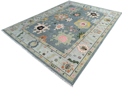 Grey Turkish Oushak Hand-Knotted Rug – Antique-Style Handmade Wool Area Rug