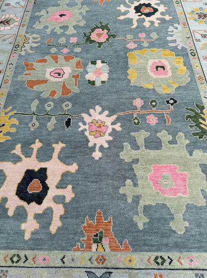 Grey Turkish Oushak Hand-Knotted Rug – Antique-Style Handmade Wool Area Rug