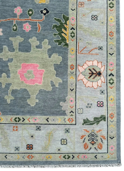 Grey Turkish Oushak Hand-Knotted Rug – Antique-Style Handmade Wool Area Rug