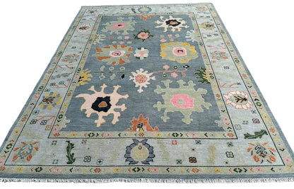 Grey Turkish Oushak Hand-Knotted Rug – Antique-Style Handmade Wool Area Rug