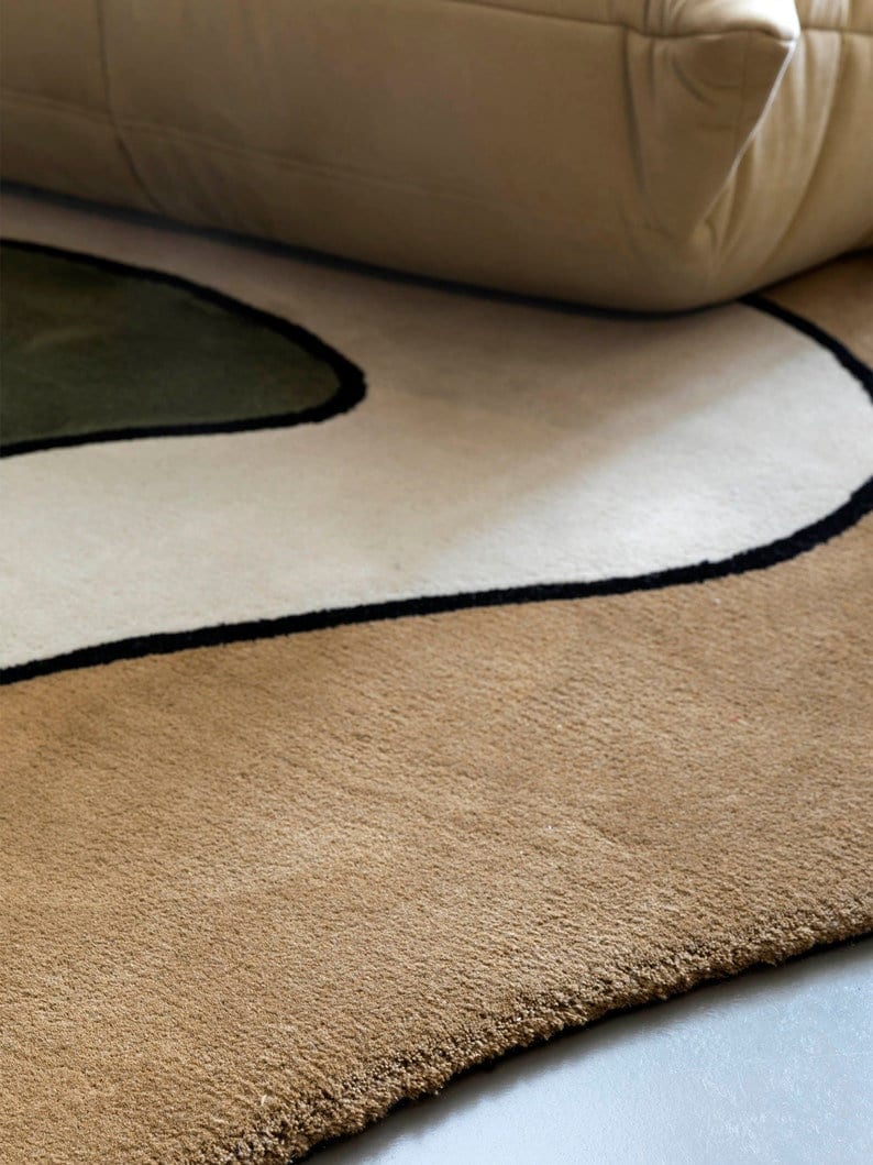 Irregular Shape Beige brown-green Tufted Rug