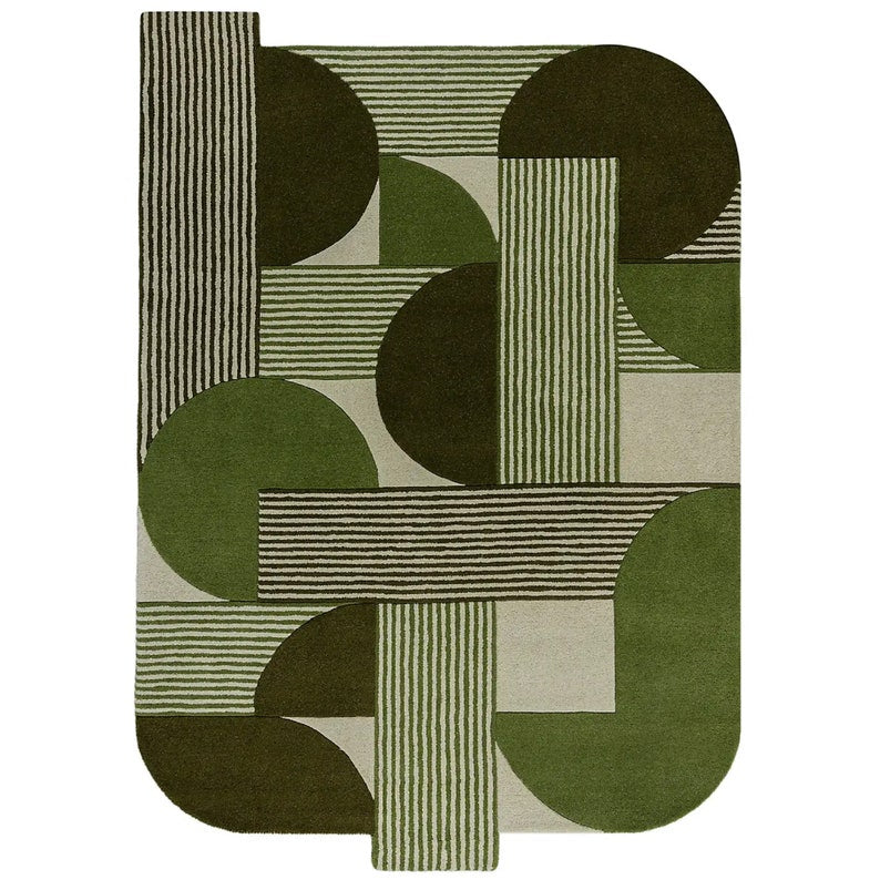 Verdant Geometry - Bold & Vibrant Green Geometric 8x10 Area Rug | Modern Rug for Bedroom, Living Room, or Office