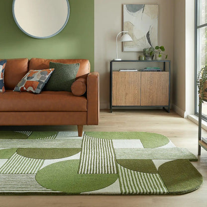 Verdant Geometry - Bold & Vibrant Green Geometric 8x10 Area Rug | Modern Rug for Bedroom, Living Room, or Office