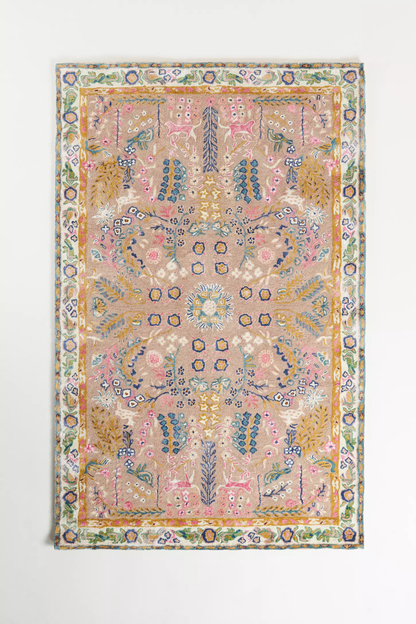 Hand Tufted Persian-inspired Wool Rug, Multicolor Floral Rug for Living Room, Bedroom, Office, Kids Room, Soft and Cozy Luxury Rug