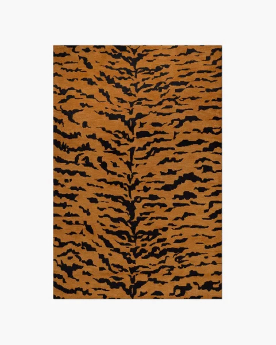 Hand-Tufted Tigris Gold - Black Animal Print Wool Rug - Custom Sizes for Living Room and Outdoor Use | 8x10, 8x11, 9x10, 9x12 Rugs