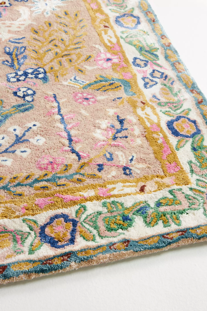 Hand Tufted Persian-inspired Wool Rug, Multicolor Floral Rug for Living Room, Bedroom, Office, Kids Room, Soft and Cozy Luxury Rug