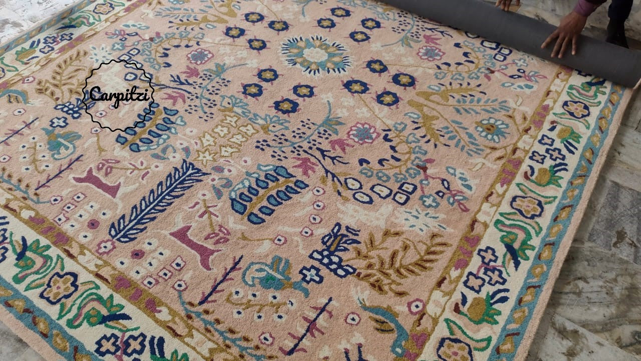 Rust Pink Hand Tufted Rug | Handmade Wool Modern Area Carpet Carpitzi