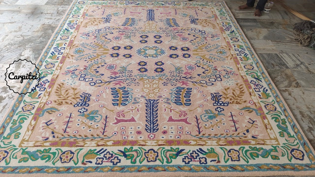 Rust Pink Hand Tufted Rug | Handmade Wool Modern Area Carpet Carpitzi