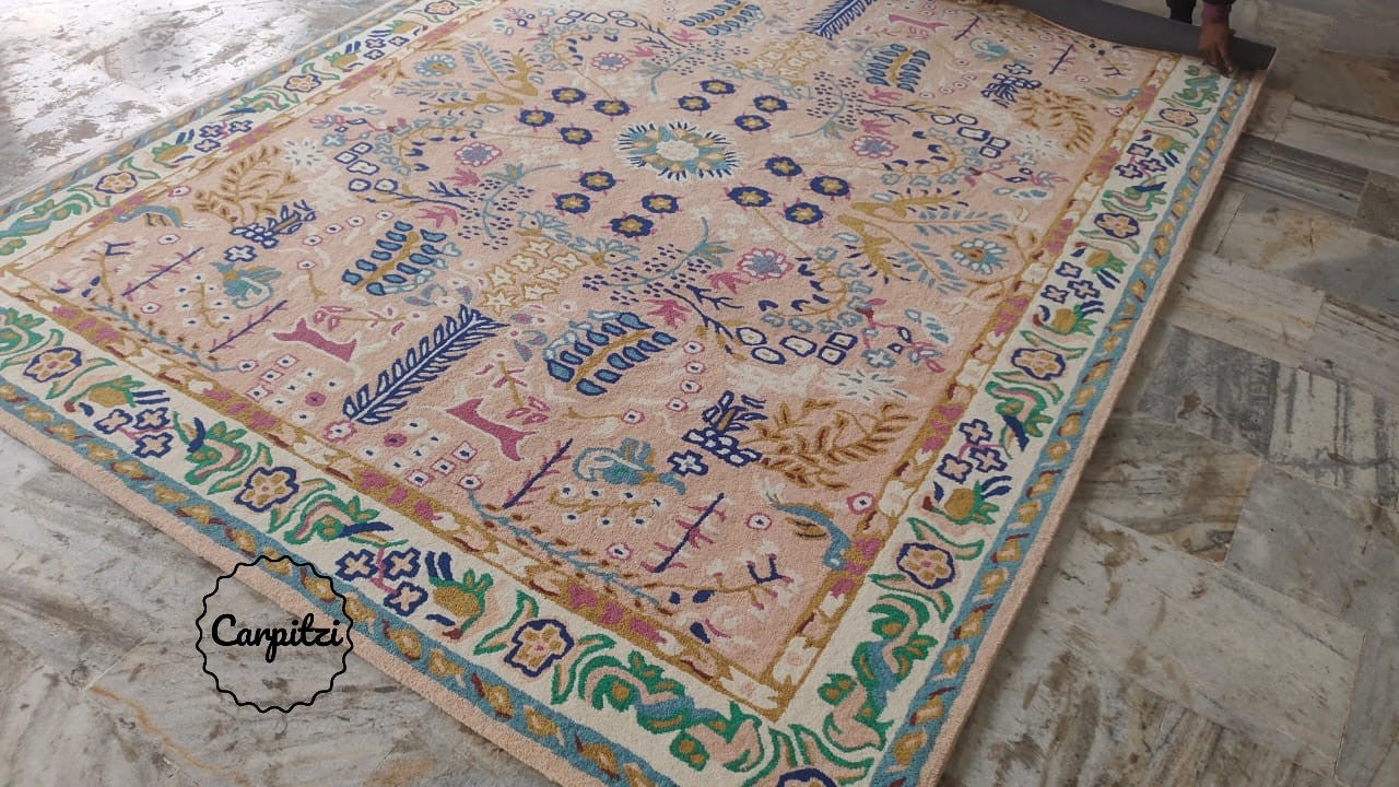 Rust Pink Hand Tufted Rug | Handmade Wool Modern Area Carpet Carpitzi