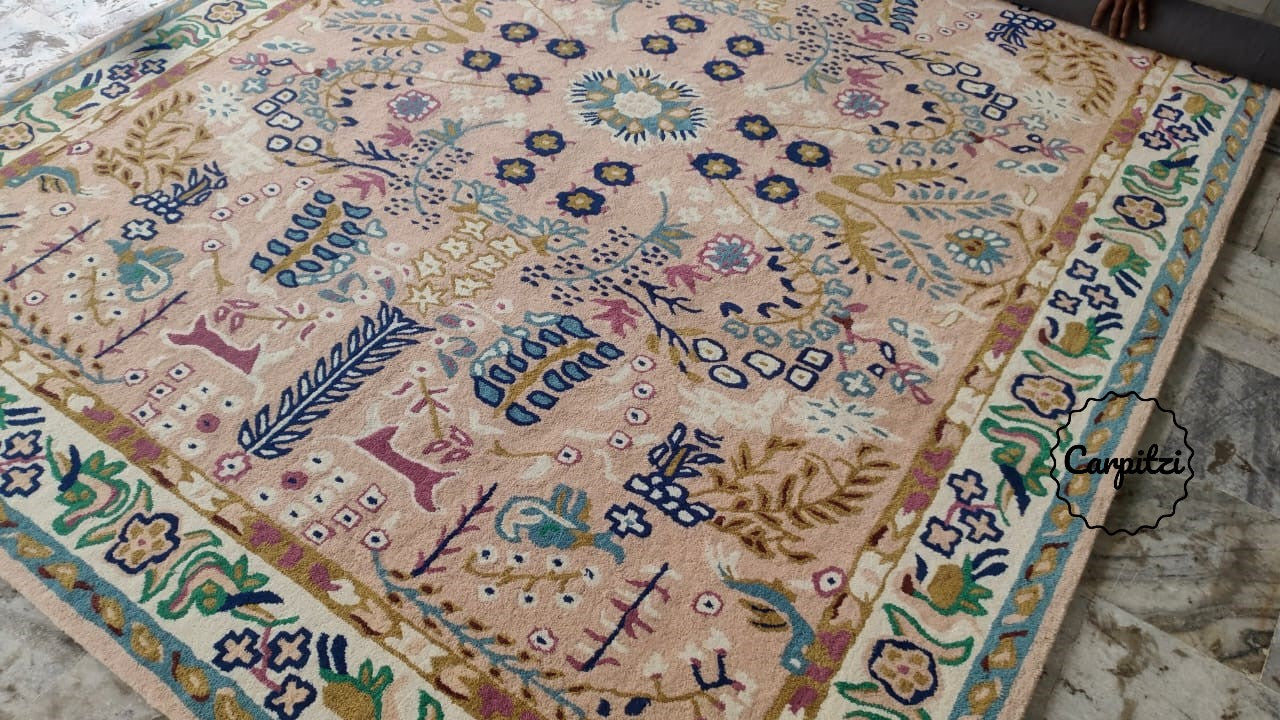 Rust Pink Hand Tufted Rug | Handmade Wool Modern Area Carpet Carpitzi