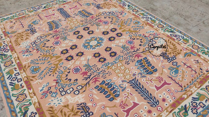 Pink Avery Anthro Tufted Rug – Boho Floral Vintage Area Rug Carpitzi