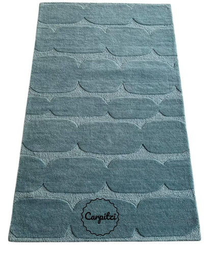 Modern Textured Blue Tufted Rug – Minimalist Handcrafted Area Carpet Carpitzi