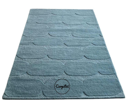 Modern Textured Blue Tufted Rug – Minimalist Handcrafted Area Carpet Carpitzi