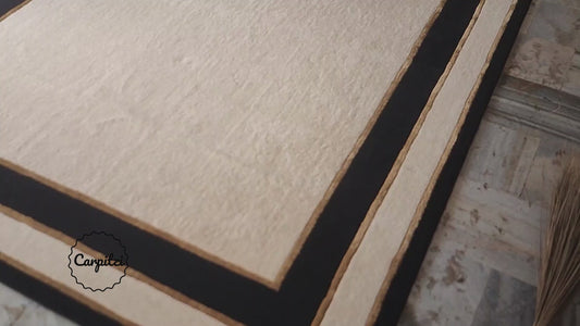 Nordic Frame Border Rug – Handmade Minimalist Wool Scandinavian Area Carpet