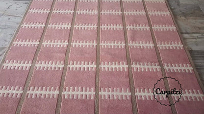 Rust Pink Hand Tufted Rug | Handmade Wool Modern Area Carpet