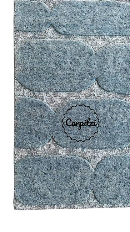 Modern Textured Blue Tufted Rug – Minimalist Handcrafted Area Carpet Carpitzi