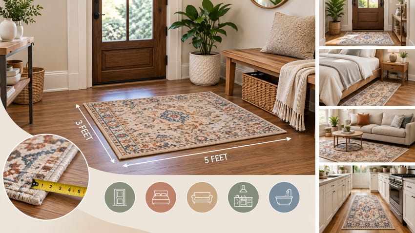How big is a 3x5 rug compared with a room